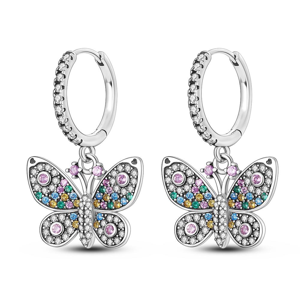 Silver Plated Hoop Earrings Moon Star Dreamcatcher Colored Zircon Fine Earring Jewelry Gift for Women