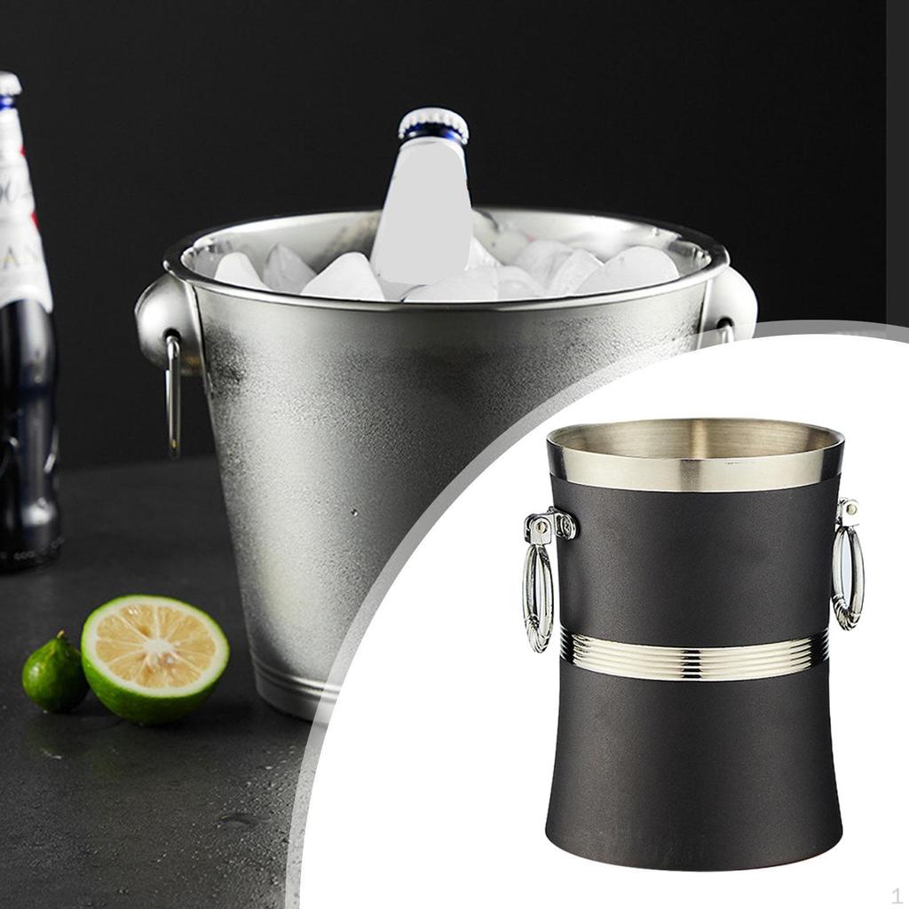 2L Portable Ice Bucket for Drinks Metal Beverage Chilling Tub BBQ