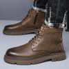 New Martin Boots Autumn and Winter Men's Shoes Retro Tooling Boots Warm and Velvet High-top Cotton Shoes Genuine Leather Men's Leather Boots