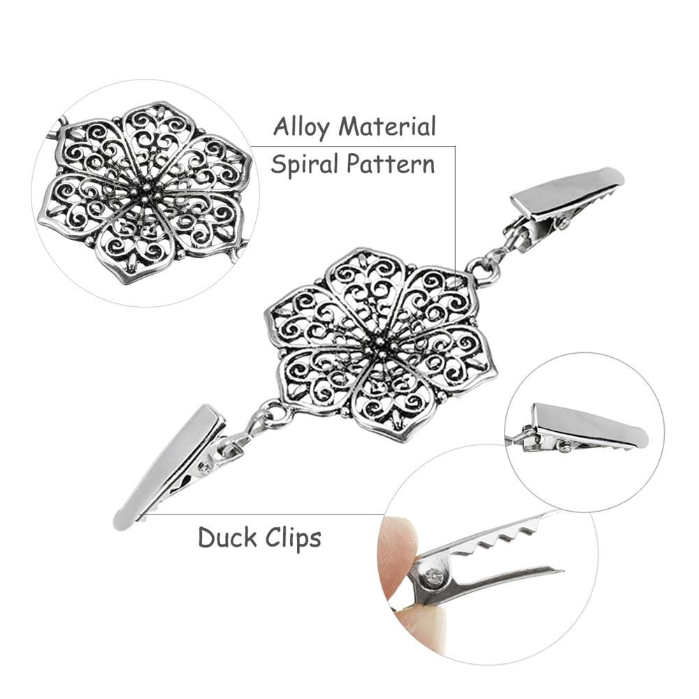 Fashion Retro New Hexagon Pattern Sweater Blouse Pin Duck Clip Clasps Shawl Brooch Cardigan Clip