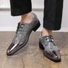 Модные мужские высококачественные осенние удобные туфли на шнуровке для банкета, классические мужские туфли с золотым/серебряным блестящим острым носком для ночного клуба