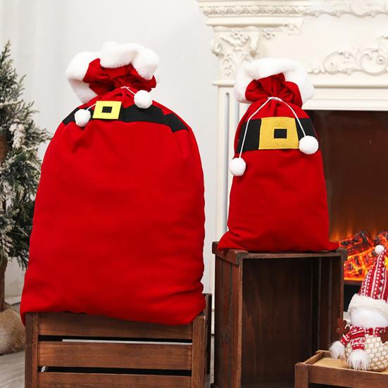 Рождественский бархатный мешок Санты с кулиской, красный мешок для подарков Санты, большой мешок для упаковки подарков для рождественского подарка, принадлежность для вечеринки