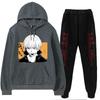 Plus Size Gojo Satoru Hoodies Pants Sets Anime Suit Sweatshirt Streetwear Men Pullover Suit Tracksuit Sportwear Spring Autumn