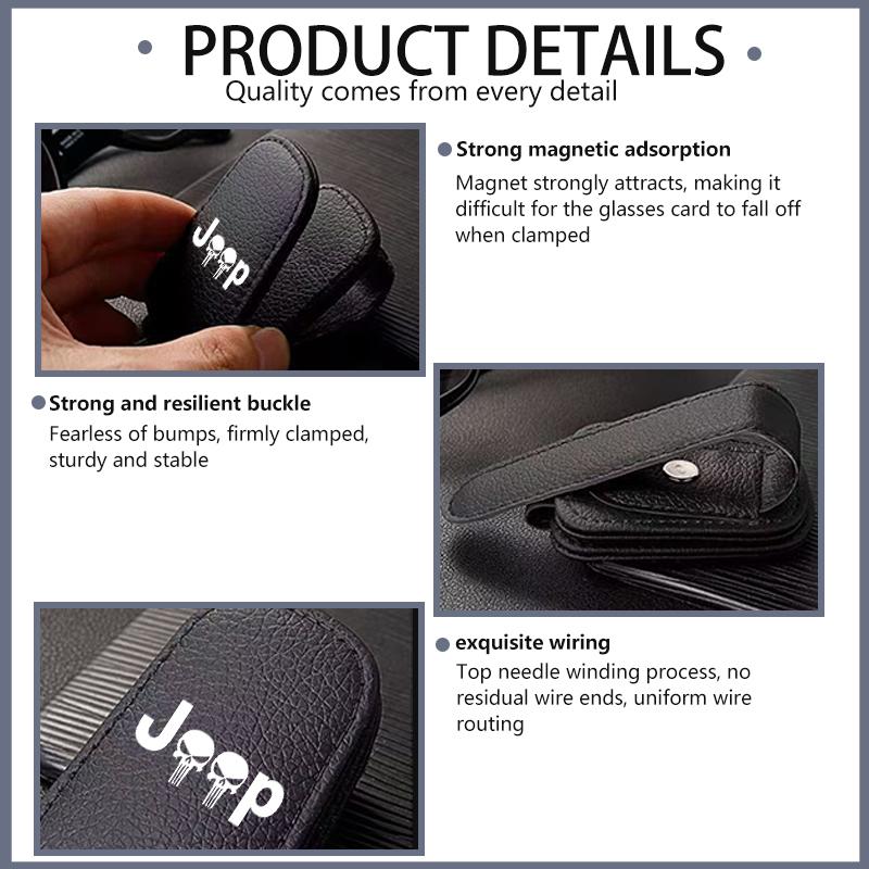 AKI2 For Jeep Fashion Car Sun Visor Glasses Clip Eyeglasses Storage Holder Cherokee Patriot Liberty Wrangler JK JL Commander