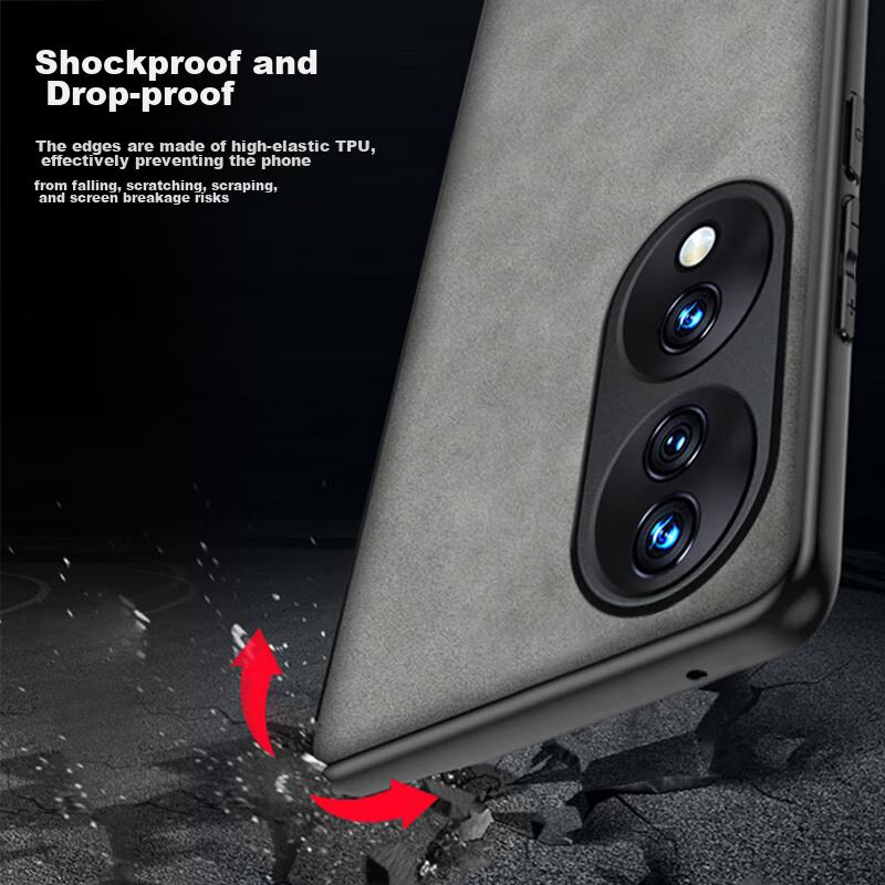 Honor 90 Phone Case, Honor 90 with Full Lens Protection, Silicone Soft Edge, Shockproof, Ultra-Thin, Simple And Leather Texture Case, Quiet Black