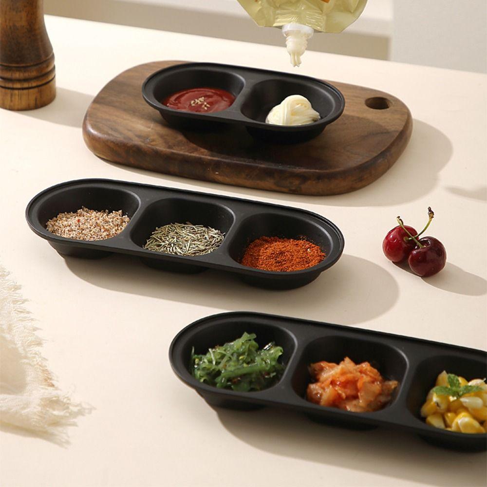 6Pcs Durable Dipping Sauce Dishes 2/3 Grids Seasoning Plates Easy Clean Condiment Cups Restaurant