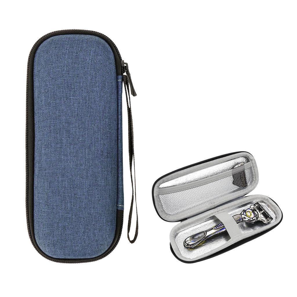 Linkidea Hard Shell Safety Razor Travel Case for Gillette Fusion Match and Shaver Carrying Bag 5, 3, ProGlide, (Blue)