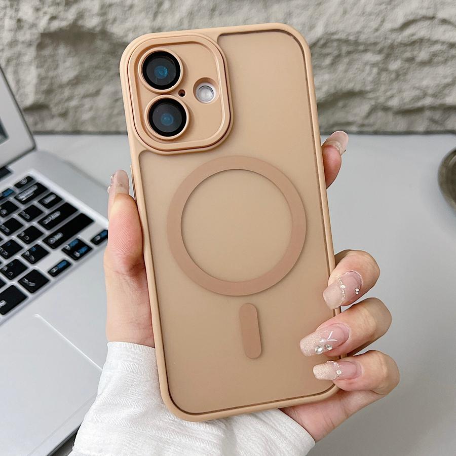 Полупрозрачный матовый улучшенный магнитный чехол для iPhone 16 15 14 13 12 11 Pro Max, совместимый с противоударным защитным чехлом для телефона Magsafe