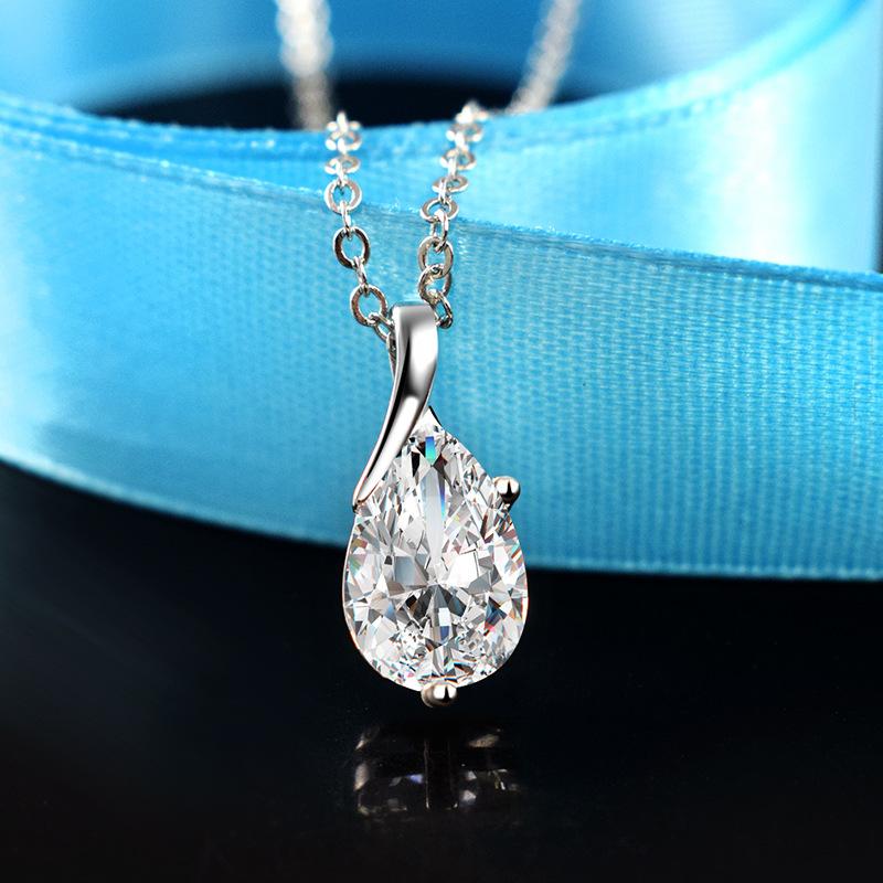 Серебряное ожерелье S925 Ангельские слезы Хрустальный красный кулон Ожерелье для женщины Шарм Украшение Подарок