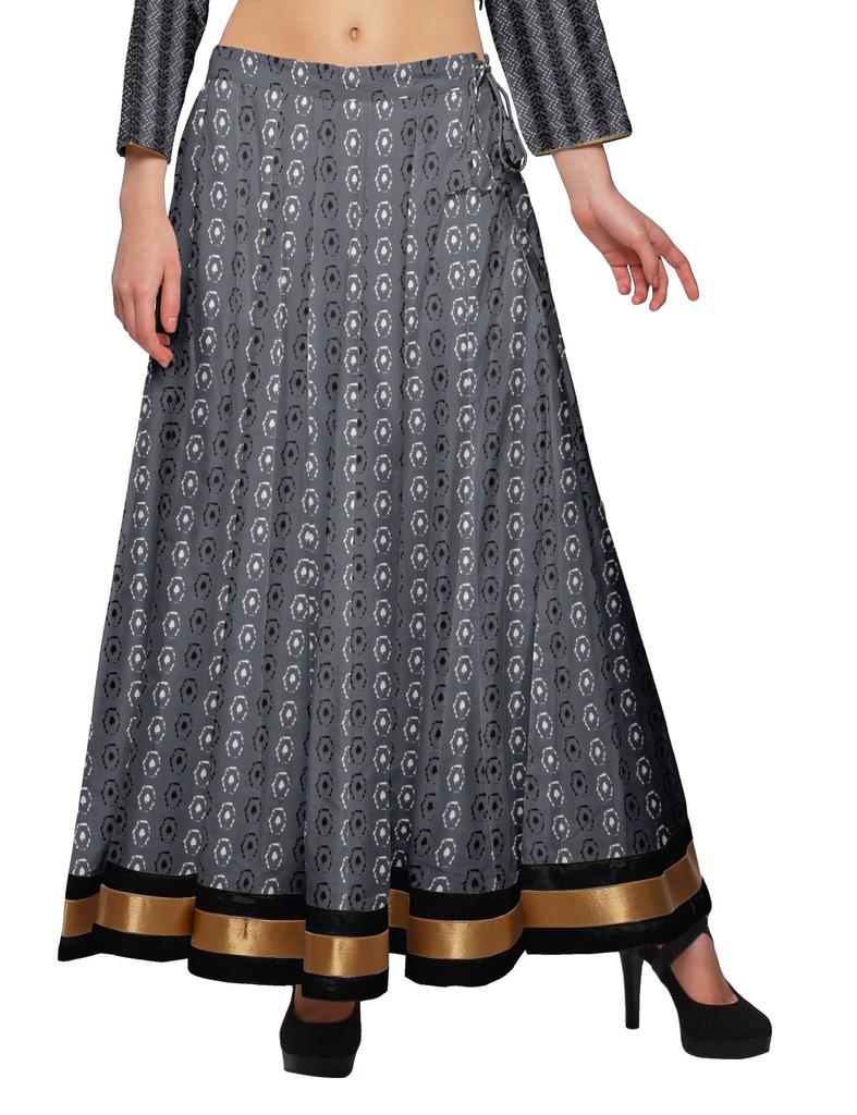 Moomaya Two Piece Long Skirt And Crop Top Printed Indian Ethnic Set For