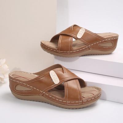 Женские летние новые сандалии на танкетке с широкими ремешками, повседневные, удобные, дышащие