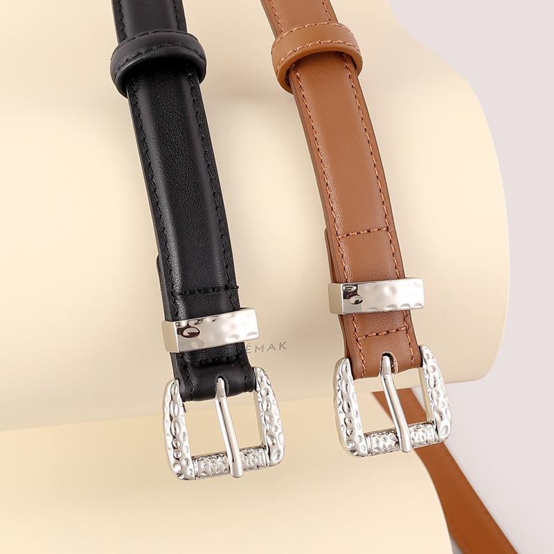 Женский тонкий ремень из первого слоя коровьей кожи, простая декоративная пряжка в виде маленького седла, 100, с юбкой