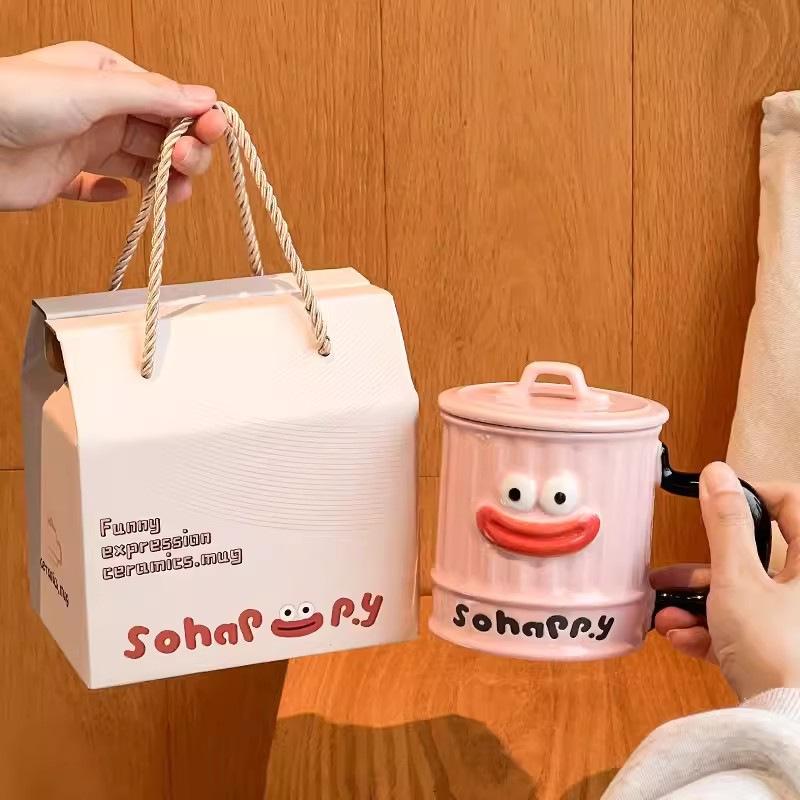 Необычная кружка с крышкой для девочек, креативный сувенир для дома, для пары, керамическая кружка для офиса.