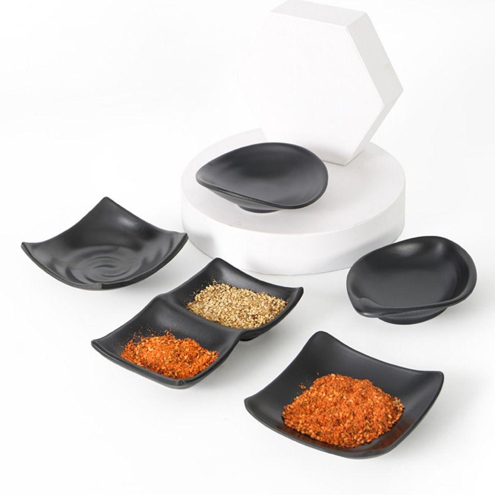 Black Seasoning Plate Japanese Style Sushi Soy Dipping Sauce Bowl Snack Plate  Home