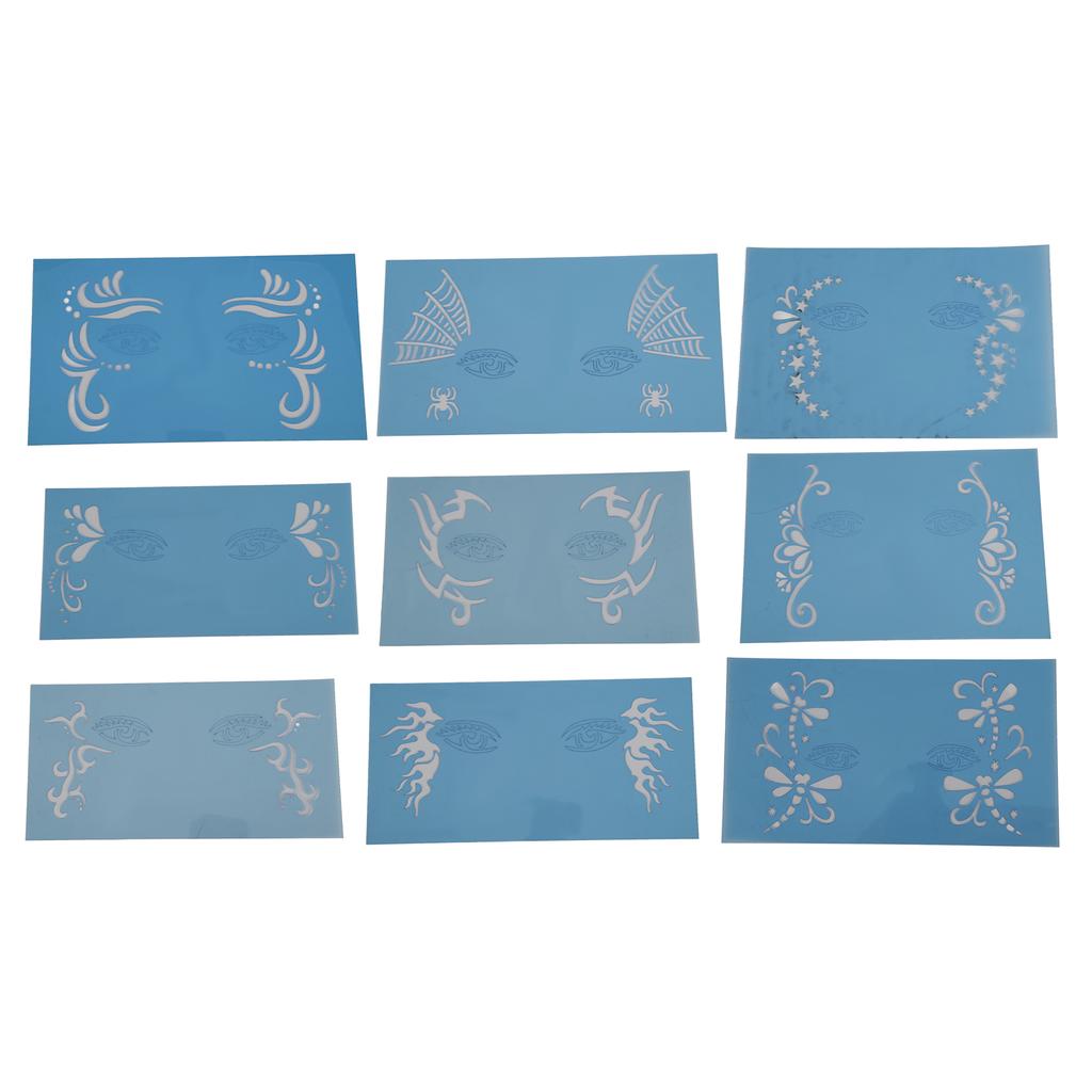 9 Sheet Face Paint Stencils Set PET Festival Makeup Face Paint Template for Birthday Parties