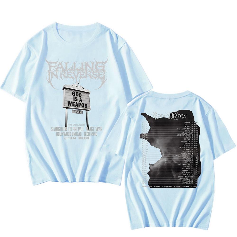 Тур God Is A Weapon 2025 НОВАЯ футболка Группа Falling In Reverse Графические футболки Хлопок Короткий рукав Мужская футболка Унисекс Уличная одежда