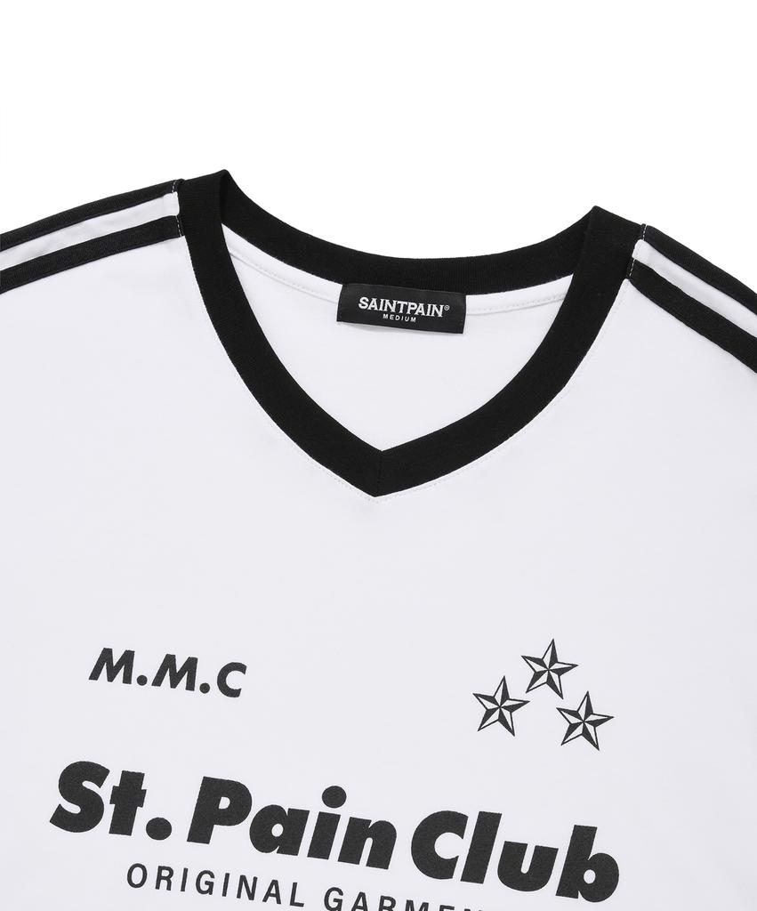 SAINTPAIN Sp M.M.C Star Varsity V-Neck T-Shirt - White