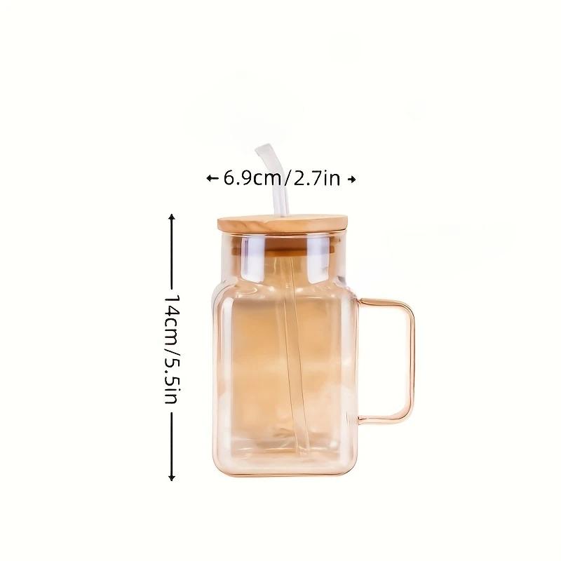 1pc 20oz Mason Jar Cups with Lids and Straws Glass Mugs Iced Coffee Tumbler with Straw Summer Drinkware Home Kitchen Items Tool