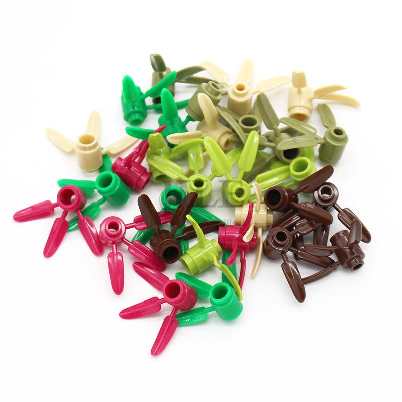 110 шт. MOC DIY Строительные блоки Кирпич-растение Круглый 1x1 с 3 листьями бамбука Дерево Совместимый 30176 Детские фигурки Пластиковые игрушки