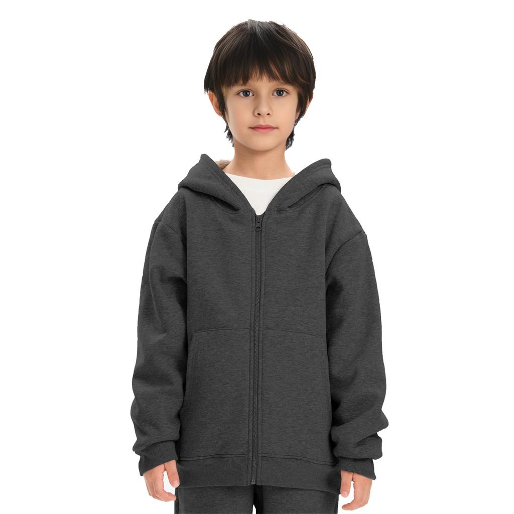 Зимняя флисовая толстовка с капюшоном для мальчиков и девочек, средняя и большая теплая куртка из овечьего флиса