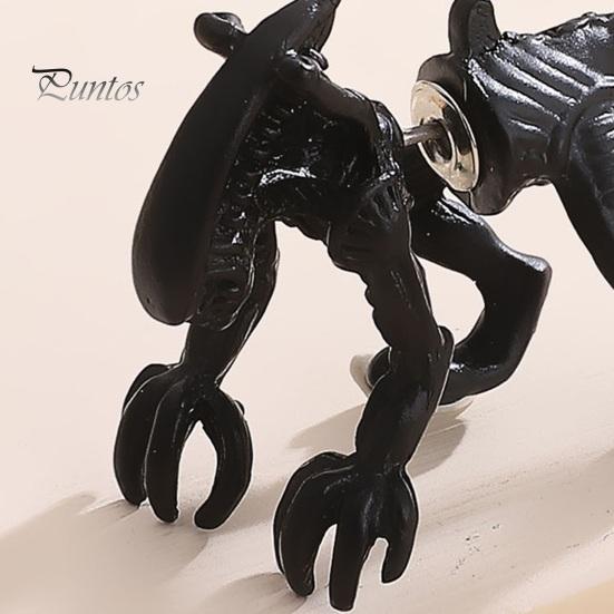 1 пара серег-гвоздиков в готическом темном стиле с имитацией динозавра и кошки, креативные серьги-гвоздики в стиле хип-хоп и рок, модные аксессуары