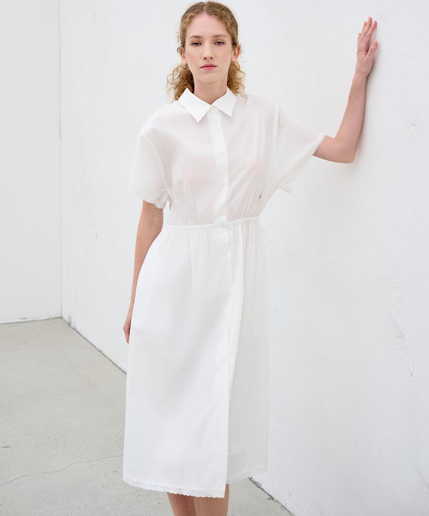 Mite Lace Shirts Dress_White