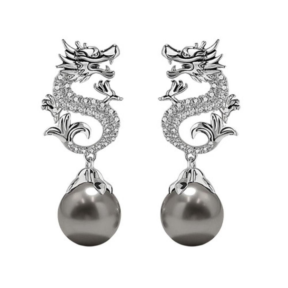 Висячие серьги с драконом зодиака, новогодние серьги китайского зодиака, висячие серьги с драконом из бисера, женские серьги