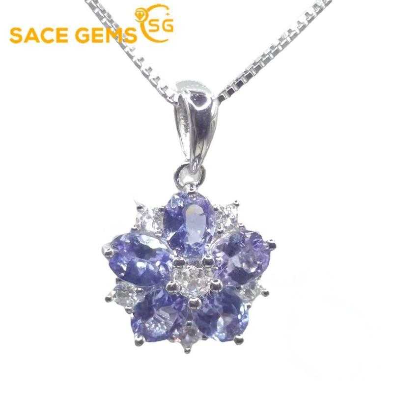 Sace Gems Подвеска для женщин, стерлинговое серебро 925 пробы, 4*5 мм, натуральный танзанит, ожерелье, Свадебная вечеринка, ювелирные изделия, подарки