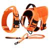 Reflective Orange Dog Harness with 4 Metal Buckles Military Tactical Pet Training Vest Collar Leash Molle Pouch For Large Dogs