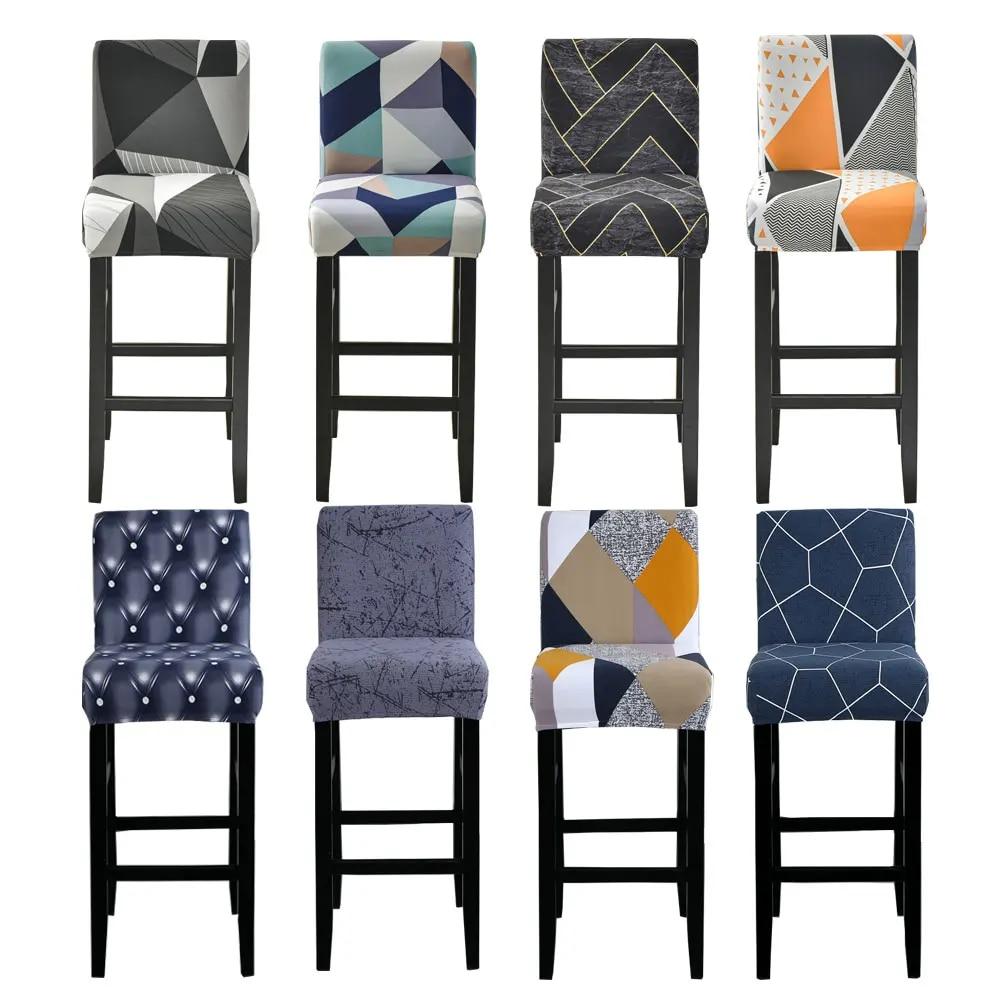 Эластичный чехол на стул для барного стула, чехол на сиденье для дома, столовой, бара, геометрический стиль, декор для ресторана, отеля, легко моющийся чехол