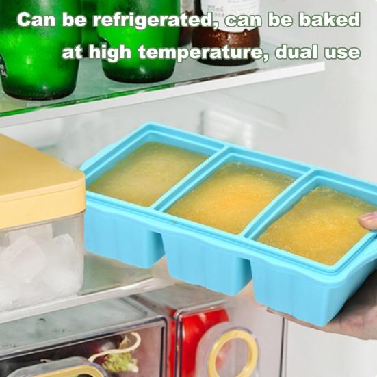 Силиконовый поднос для заморозки с крышкой, 3-секционная силиконовая форма для заморозки супов, соусов, кубиков льда без бисфенола А