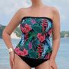 2024 Plus Size Bandeau Beach Swimsuit for Chubby Girls - Printed Bikini
