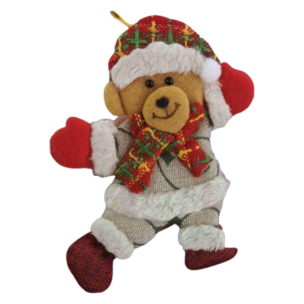 Christmas Plush Bear Doll DIY Ornaments Snowman Old Man Elk Santa Hat Star Xmas Tree Hanging Toys Christmas Tree Decoration