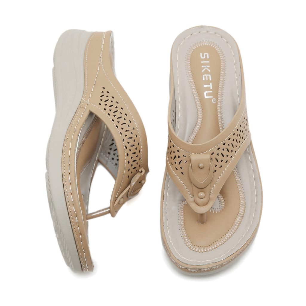 JS новые модные женские сандалии с круглым носком и полым носком, повседневные сандалии большого размера