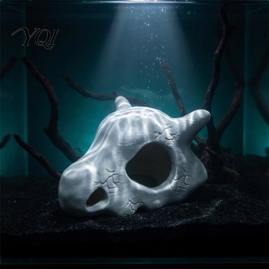Shrimp Breeding House Skull Fish Tank Decoration Cave, Realistic Durable PLA Hideout Creative Accessory Shelter, 3D Printed Habitat Ornament