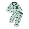 Little Boy Pajama Sets Lapel Neck Button-up Tops Elastic Waist Long Pants Dinosaur Print Loungewear Set