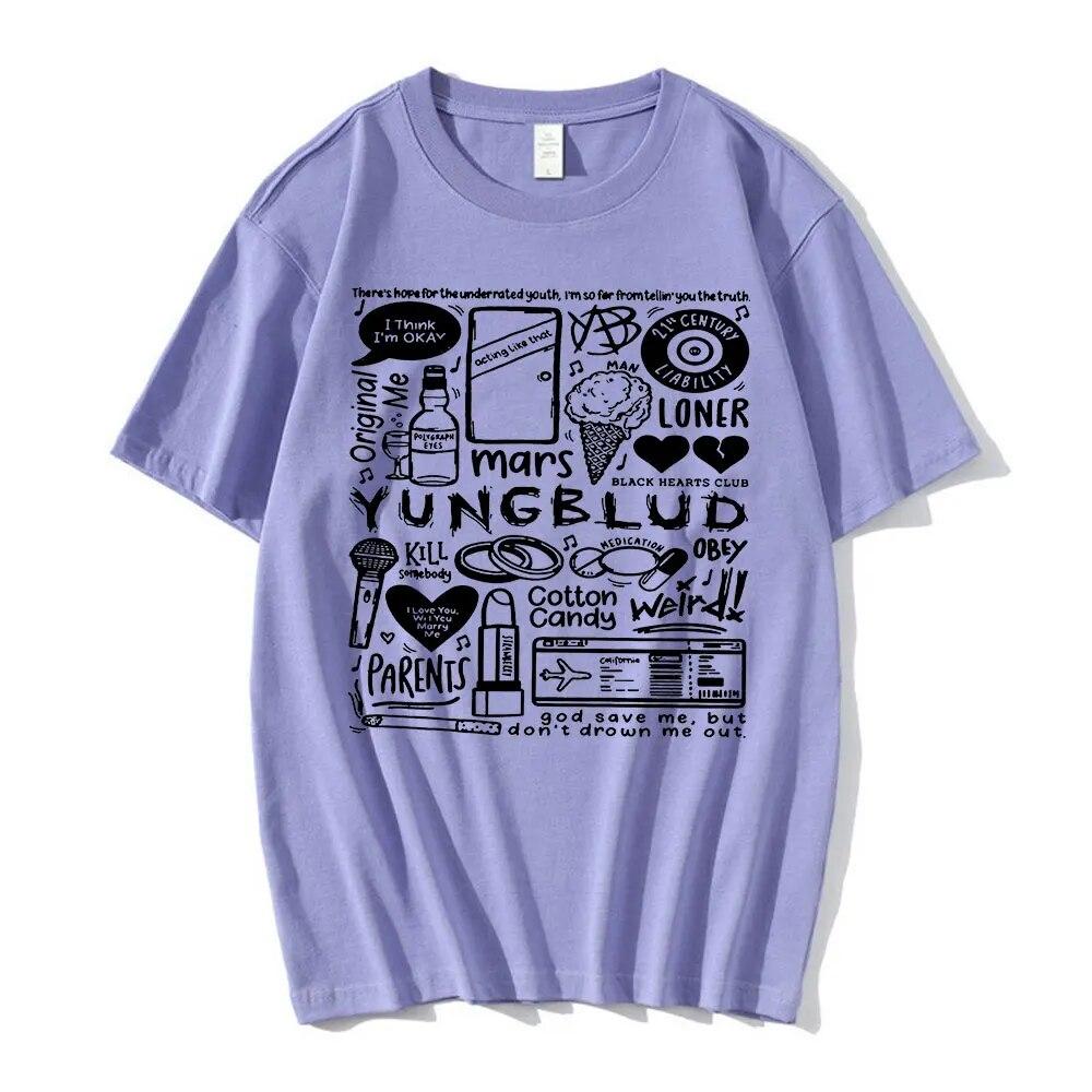 Футболка с принтом Yungblud, унисекс WoUnisex, футболка большого размера с круглым вырезом и короткими рукавами, футболка в стиле хип-хоп, футболки унисекс с графикой, уличная одежда