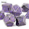 7 Pcs Purple Silver Double Swords Metal Dice Solid Polyhedral Dice Set Suitable for Role-Playing RPG    Board Game