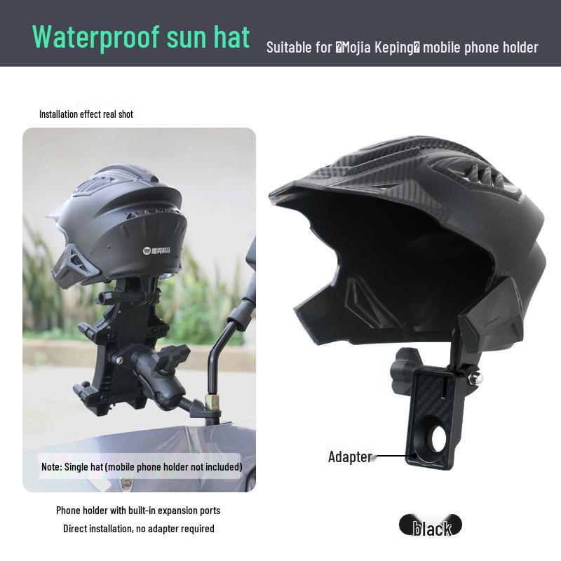 Mobile Phone Holder with Rain Cover & Sunshade: Umbrella Mount for Scooter/Motorcycle Helmets - Rainproof for Delivery Riders