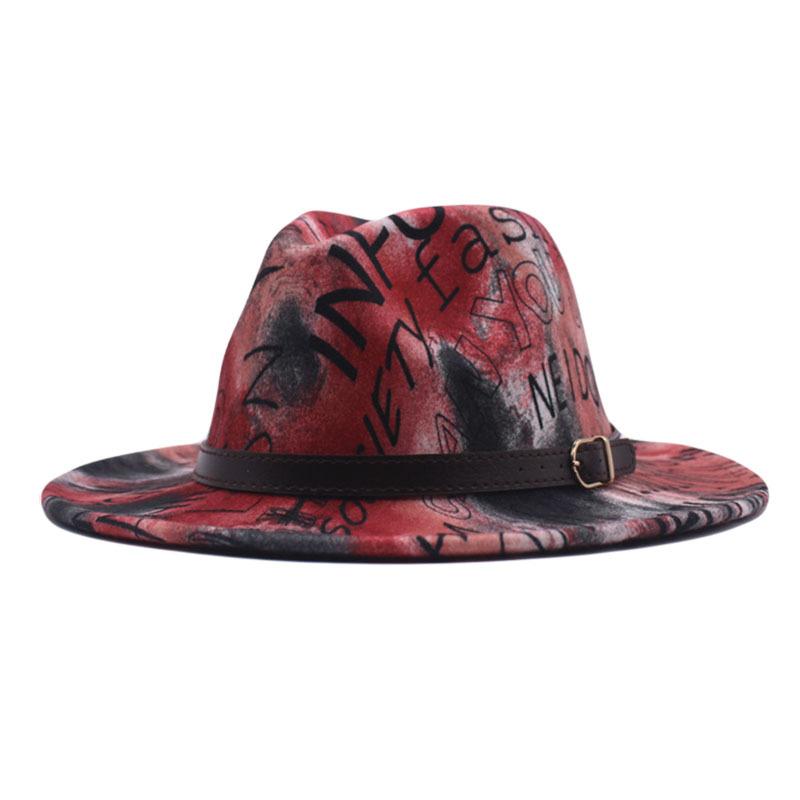 European and American new double-sided tie-dyed woolen hat top hat big edge jazz felt hat sun hat brown belt jazz hat
