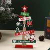 Christmas Sign Tabletop Decorations Tree Shaped Wooden Santa Snowman Gift Boxes Table Decor for Farmhouse Tiered Tray Desk Mantel Shelf