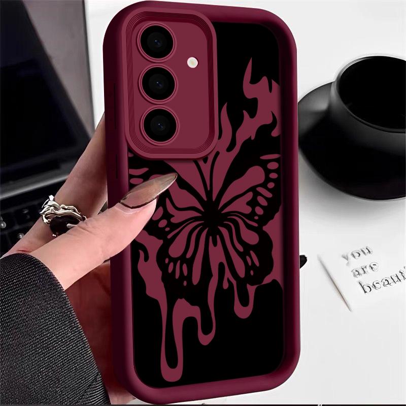 Мягкий чехол Candy Color для Samsung S25 S24 S23 S22 S21 Ultra Plus S20 Fe A55 A56 A52 A35 A15 с принтом бабочки, противоударный защитный силиконовый чехол для объектива