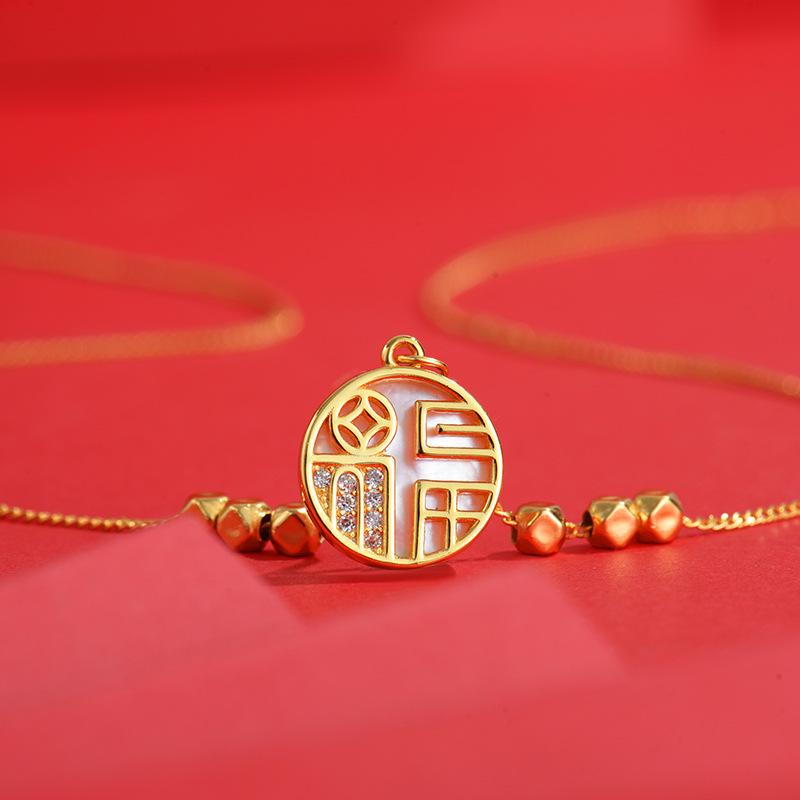 Бренд Guochaofeng Fu полон удачи, серебряная инкрустация S925, ретро-цепочка, ожерелье, женская цепочка для свитера, ювелирные изделия, мода