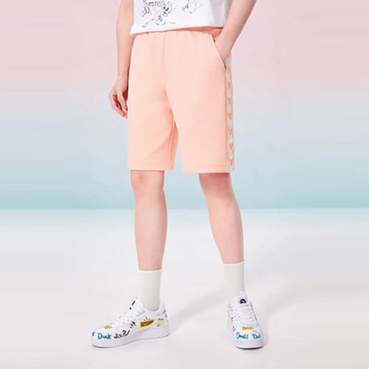 Li Ning X Disney Collaboration Sports Fashion Series Logo Print Sports Shorts Unisex Shorts Bright-Lotus-Orange AKSR531-6