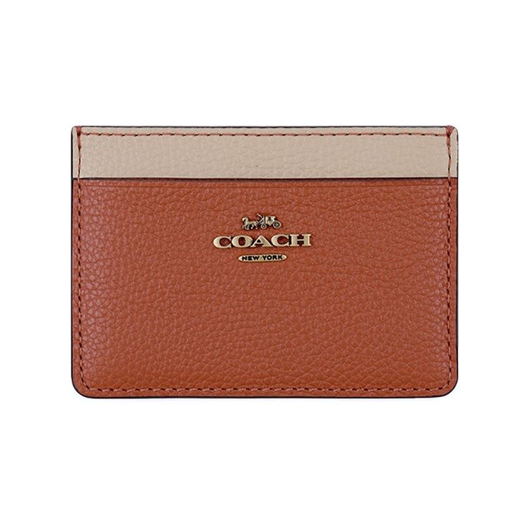 Coach Кардхолдер 10 Кожаный Мини-кошелек Женские кошельки Оранжевый Белый 2843G-B4QQS