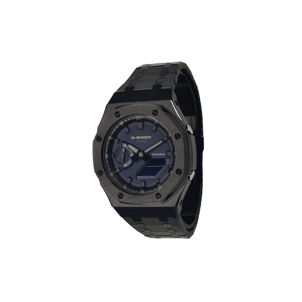 Casio Мужские часы с ЖК-дисплеем и аналоговым двойным дисплеем, серия 44 мм, синие, GA-2100-1A1(Watch3--)