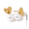 Daily Imitation Pearls Small Heart Stud Earrings Arrivals Stainless Steel Sweet Chic Korean Style Ear Accessories Jewelry