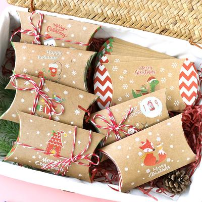 12 шт. Рождественские коробочки-подушки, коробки для упаковки конфет, упаковка для рождественских подарков, коробка для упаковки подарков для адвент-календаря, рождественский подходящий реквизит
