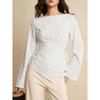 Women S Long Sleeve Striped Irregular Waist Design Shirt