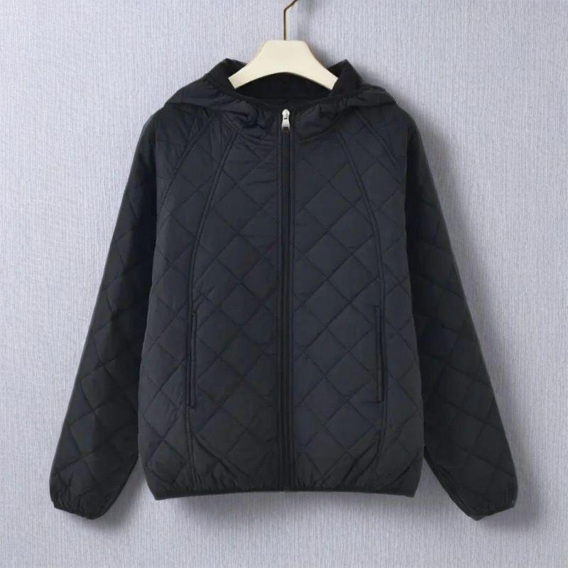 Womens Winter Hooded Cotton Coat Solid Color Casual Warm Daily Wear